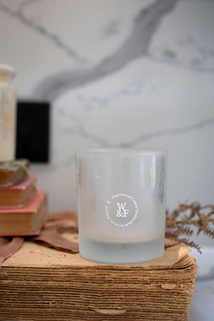 Frosted Glass Willow Branch Vessel - Willow & Finn Candles